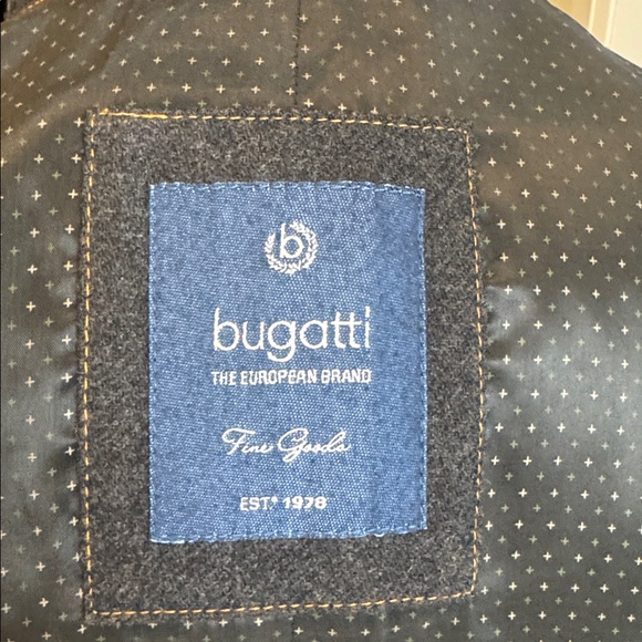 BUGATTI Dark Charcoal Wool Blend Blazer 42R Zip Insert Modern Tailored - Picture 13 of 13